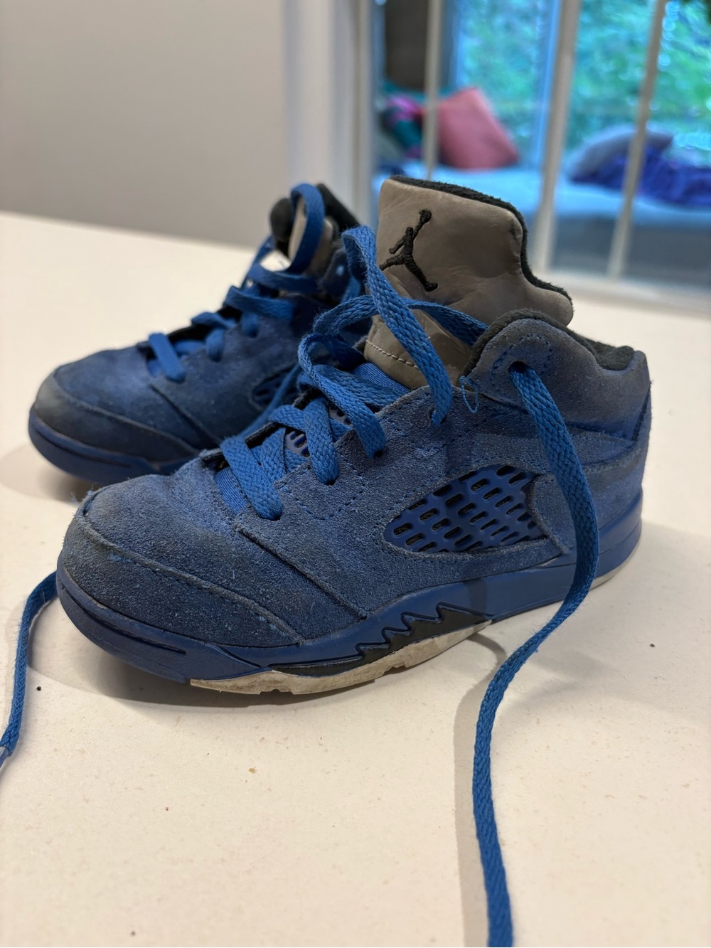 Jordan Kids Blue Suede High-Top Sneakers
